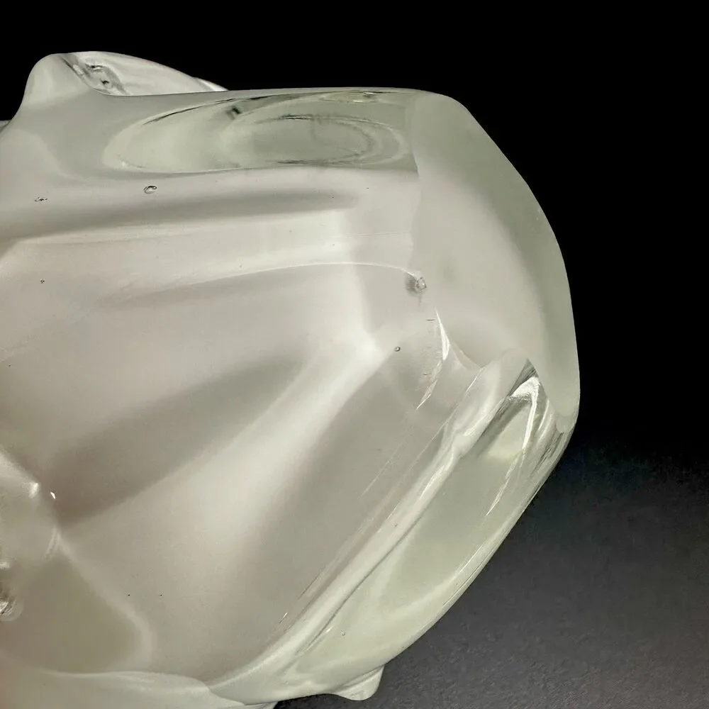 Vtg White Cased Art Glass Handkerchief Bowl MCM Sculptural Decor Murano Style